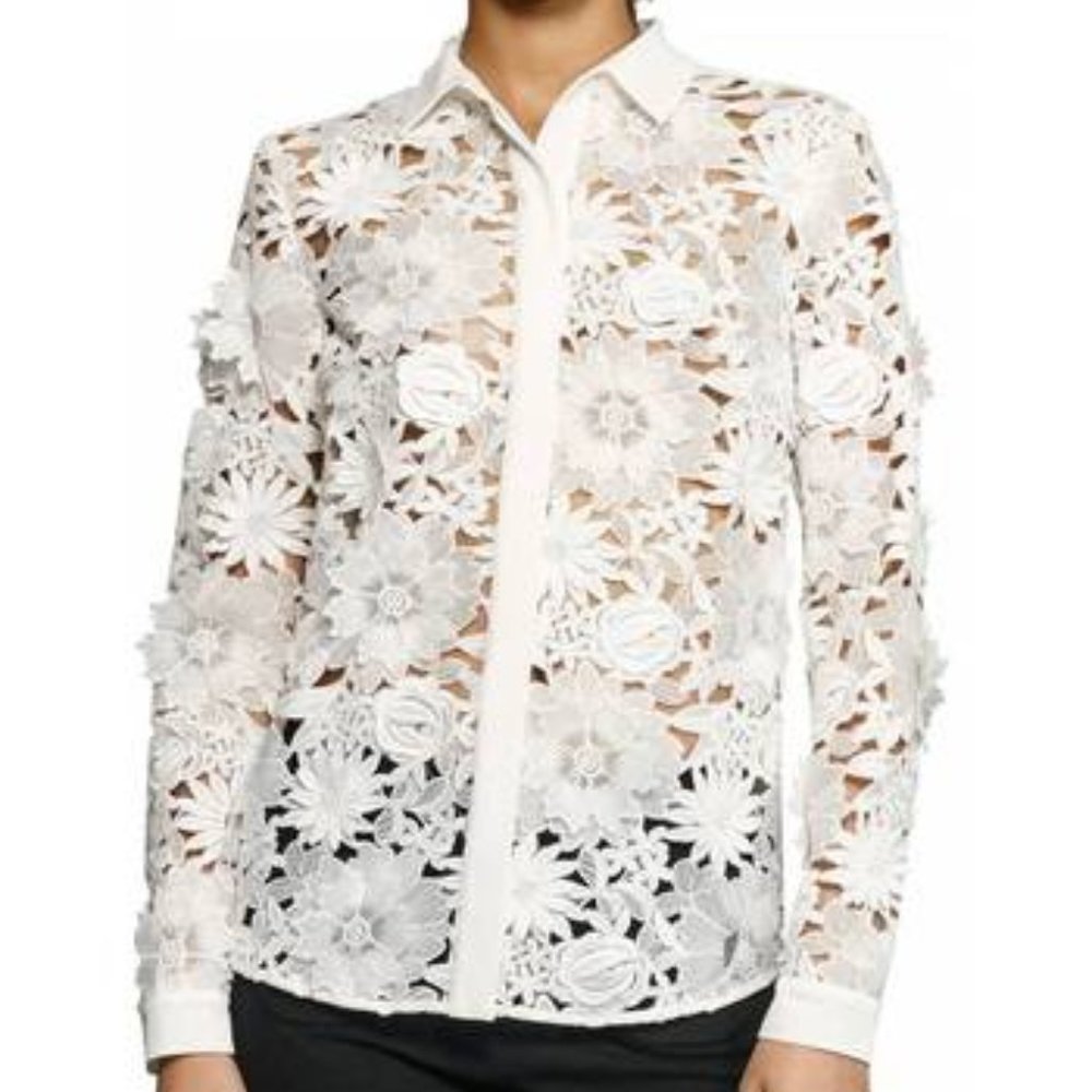 Rare - French Connection Manzoni 3d Women's Floral Lace Shirt – Size 2 US